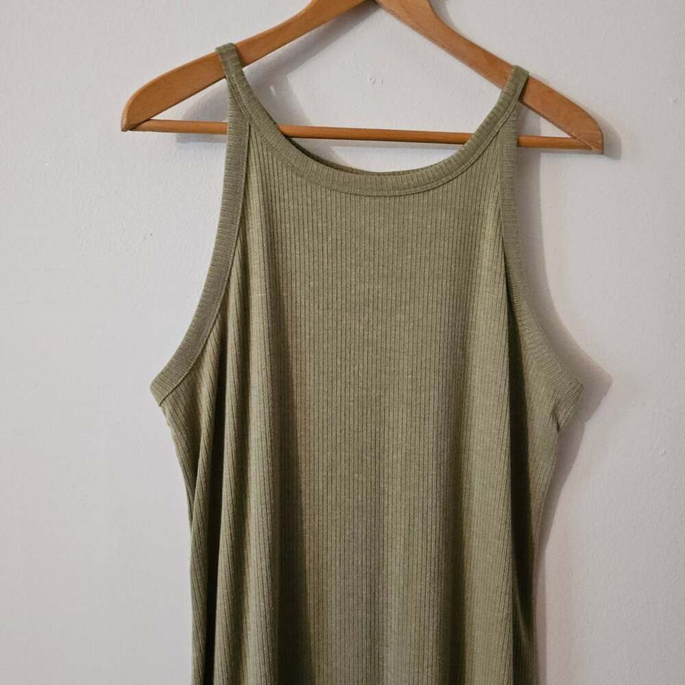 Ribbed Maxi Dress Size XL Green 270